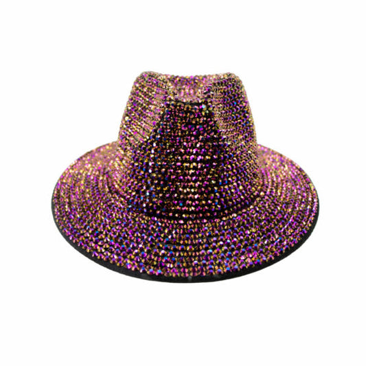 Hat, Rhinestone Fedora-Red : OS