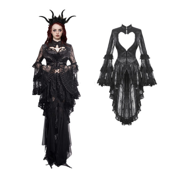 Blouse or Tailcoat, Sheer lace, Heart cut out