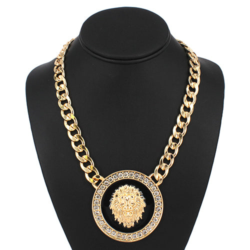 Chain necklace, Gold Lion-Gold Black