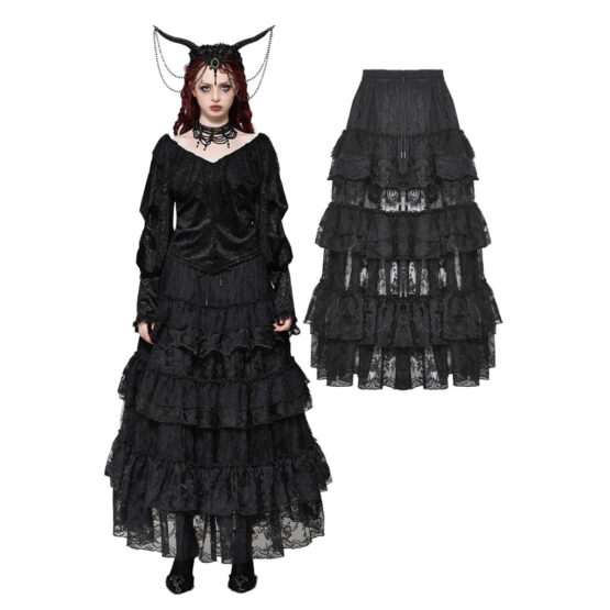 Skirt, Lace Layered Gothic Black