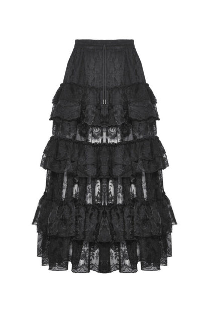 Skirt, Lace Layered Gothic Black