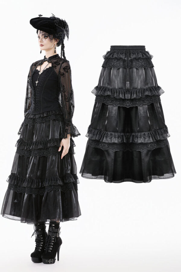 Skirt, Maxi Moonlit Rose Black
