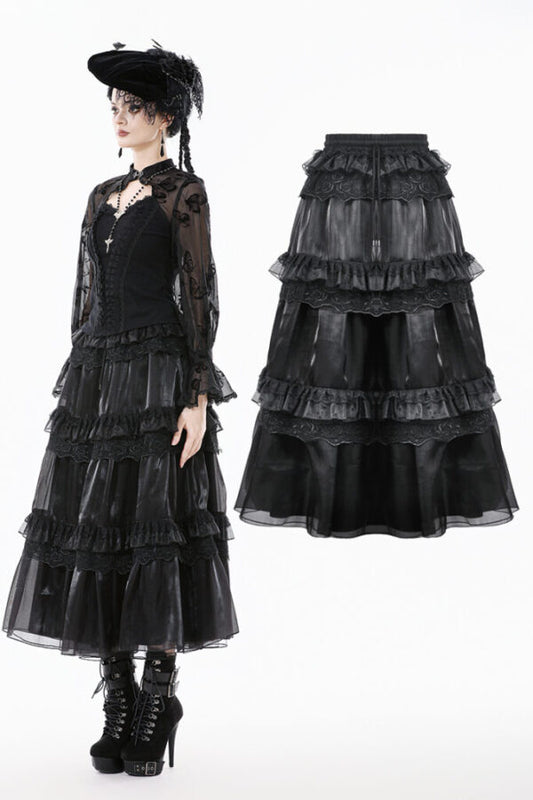 Skirt, Maxi Moonlit Rose Black