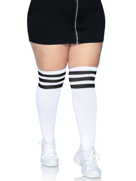Socks, Athletic-White/Black : plus 1x/2x
