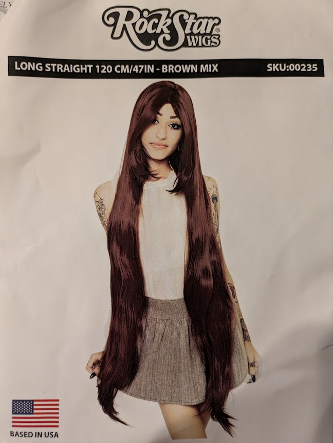 Wig, Long Straight 120cm - Brown Mix