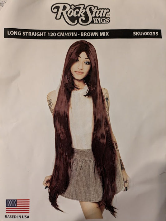 Wig, Long Straight 120cm - Brown Mix