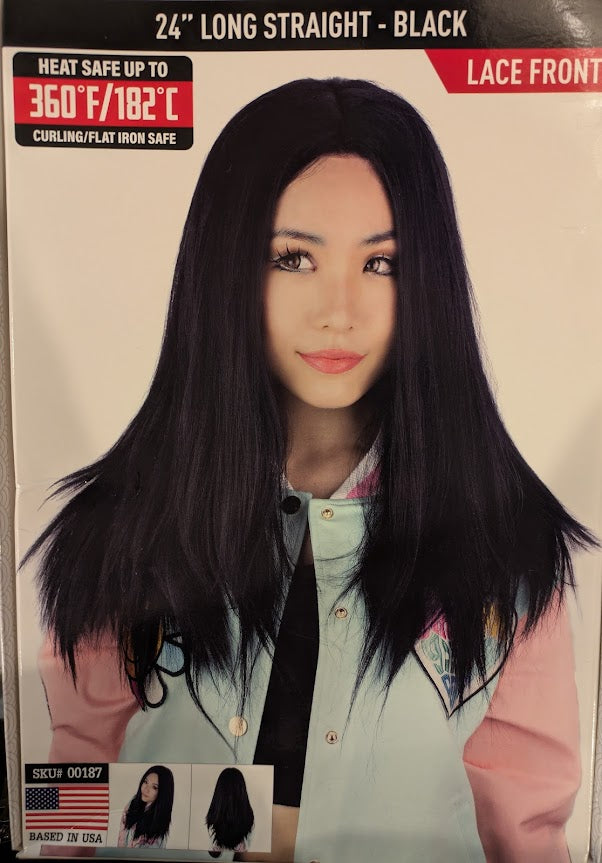 Wig, Long Straight 24" (Lace Front) - Black