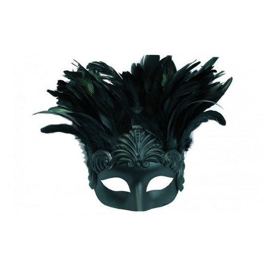 Mask, Feather Crown Baroque Black