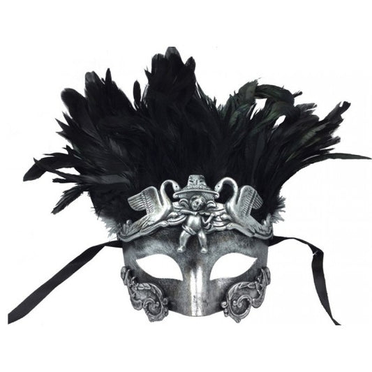 Mask, Feather Crown Cupid Silver