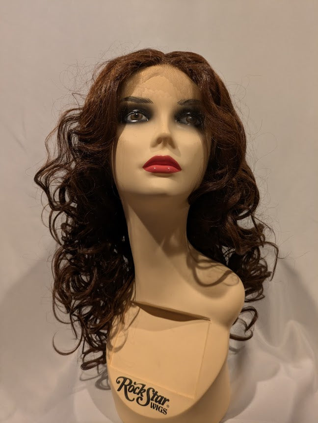 Wig, Medium Curly 20" (Lace Front) - Chocolate Brown