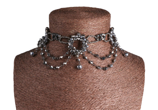 Beaded Choker, Victorian Grey