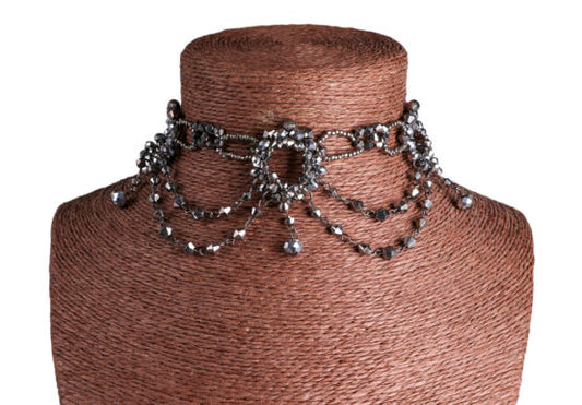 Beaded Choker, Victorian Grey