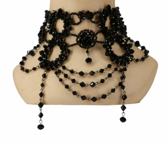 Beaded Choker, Victorian Wide-Black Wide