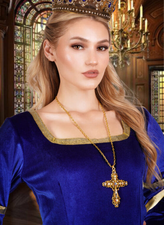 Necklace, Rhinestone Priest Cross