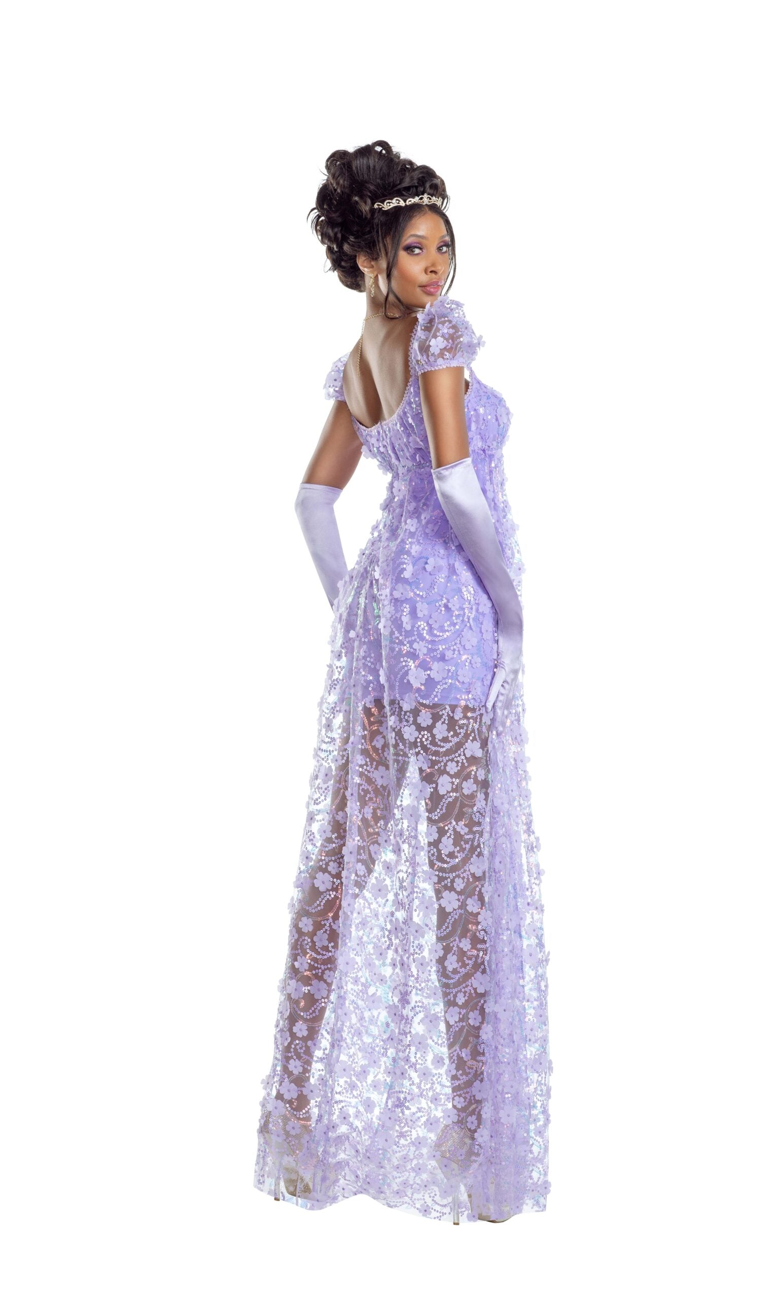 purple masquerade dress Embroidery Marie Antoinette Gown Victorian Party complete with a sheer bodice adorned by ornate floral applique Amazon.com: Sleeveless Women Victorian Dress