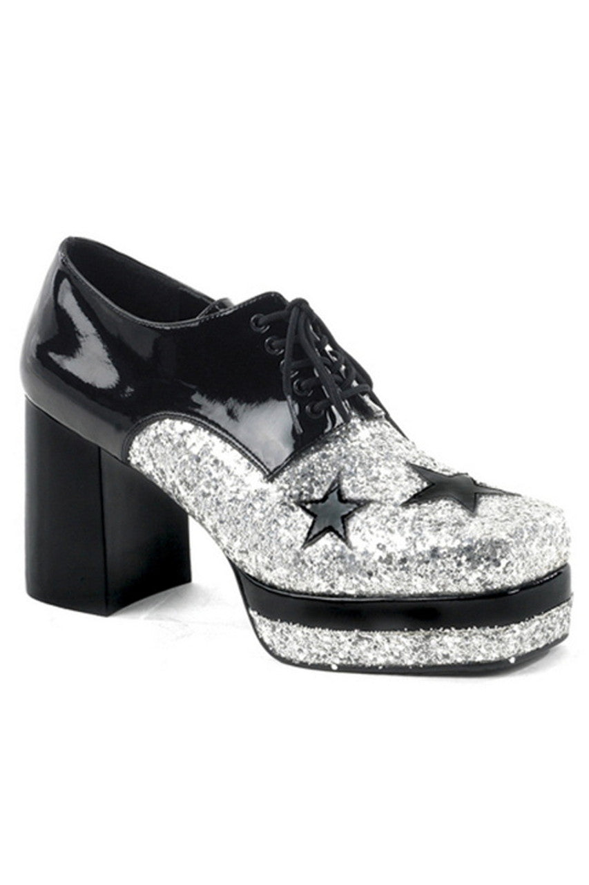 70s Platforms Disco Glamrock-black white : L men 12/13