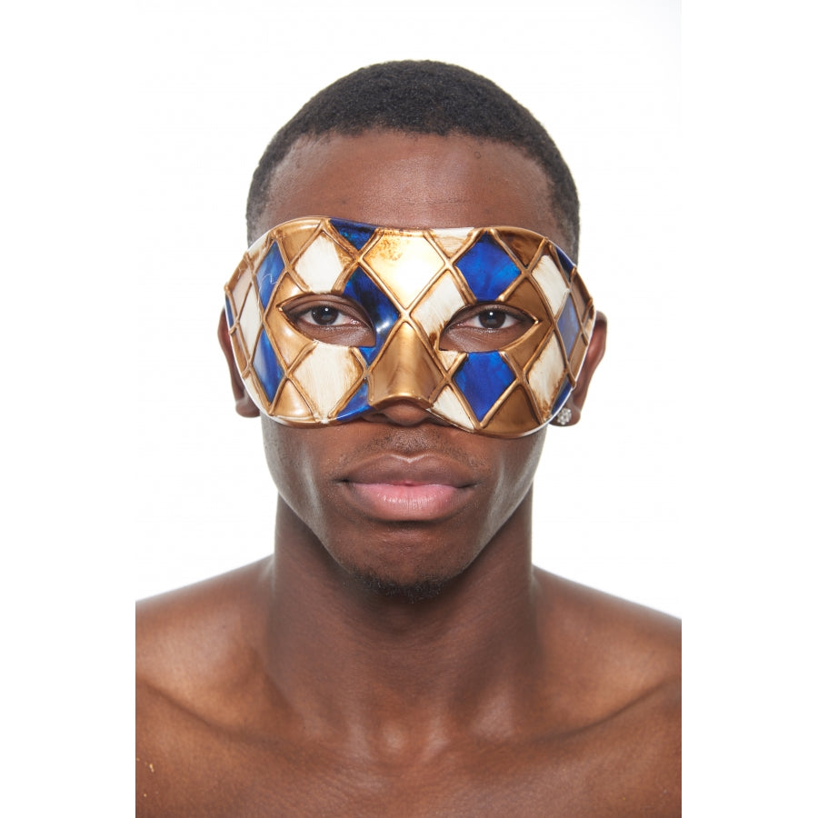 Venetian Style Mask, DECO BL-blue Gold