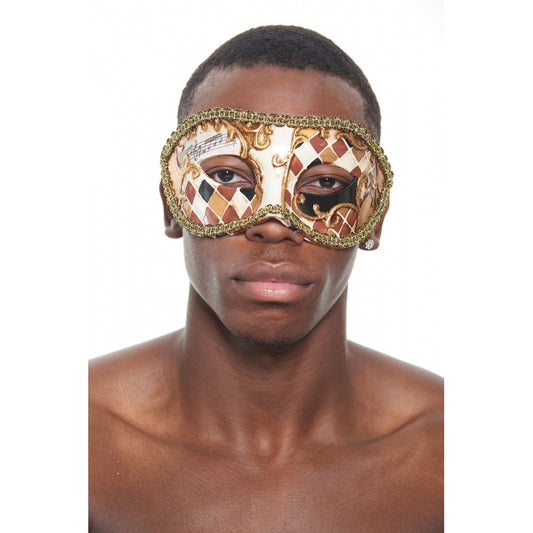 Venetian Style Mask, Arlecchino-Brn Gld