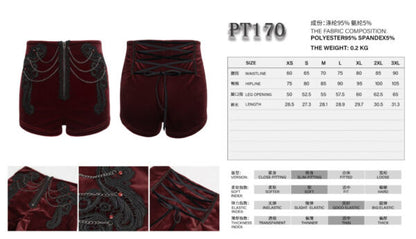 Shorts, Gothic Velvet Burgundy