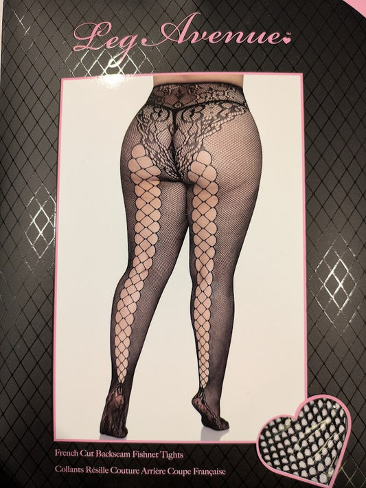 Tights, French Cut Fishnet-Black : plus 1x/2x