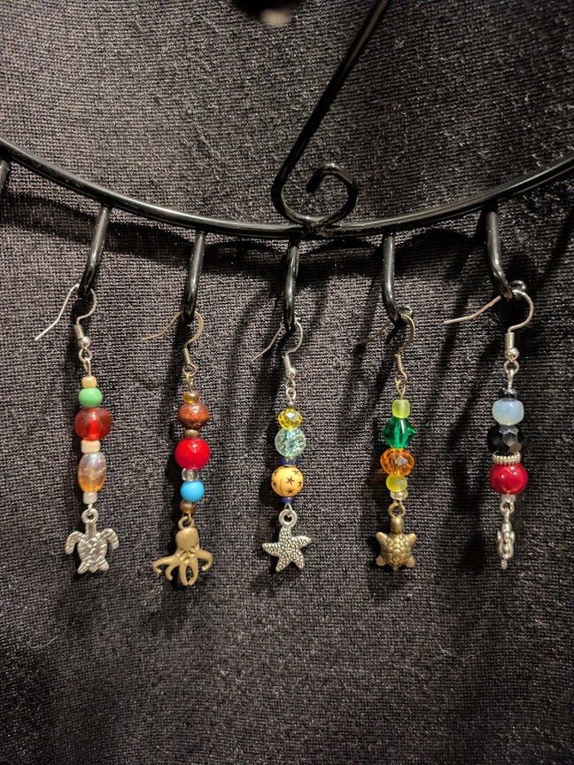 Earrings, Pirate Beads and Charms; Single