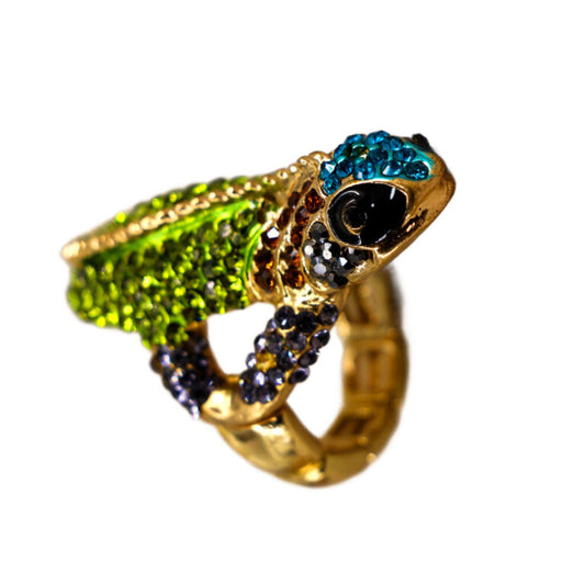 Ring, Rhinestone Iguana
