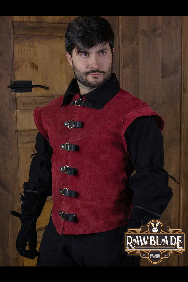 Jerkin, Splitleather Red XL