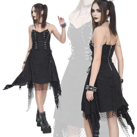 Dress, Distressed Net Hearts
