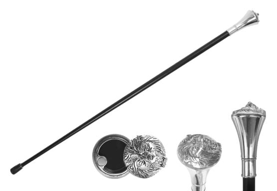 Cane, Lion Head Top Silver