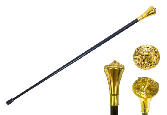 Cane, Lion Head Top Gold