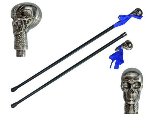 Cane, Silver Skull w/ Ribbon