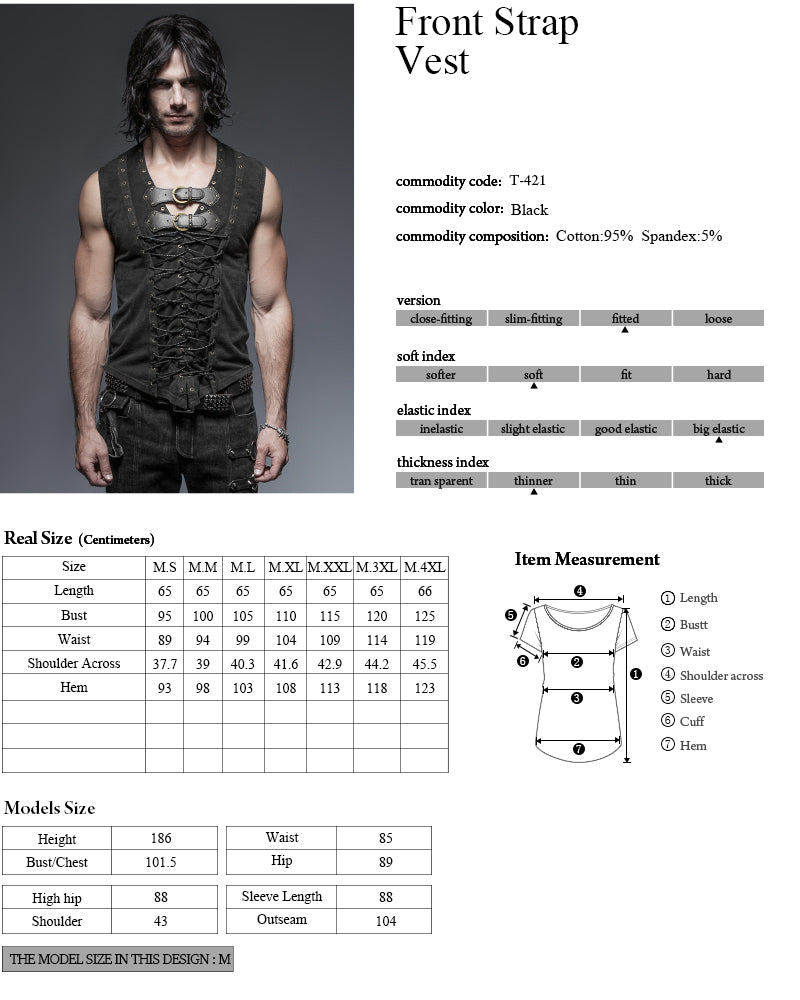 Shirt, Sleeveless Front Straps, 3XL