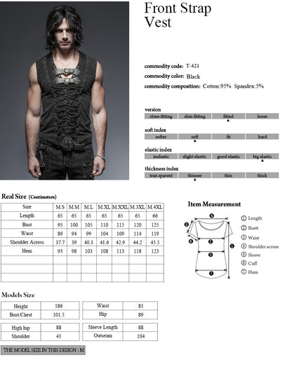 Shirt, Sleeveless Front Straps, 3XL