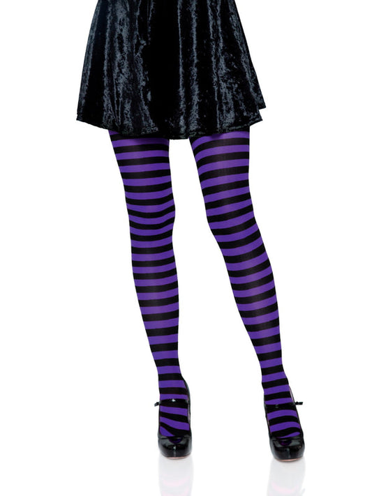 Tights, Opaque Stripe Black/Purple