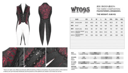 Tail Coat Vest, Rose Print Jacquard