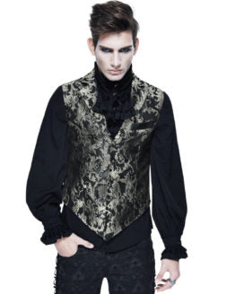 Vest, White Gold Brocade