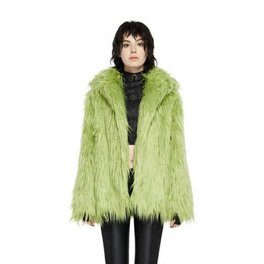 Coat, Punk Green Faux Fur-  : XS-S