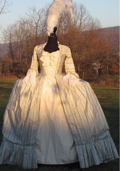 Gown, 18th c. Masquerade Blue Stripe