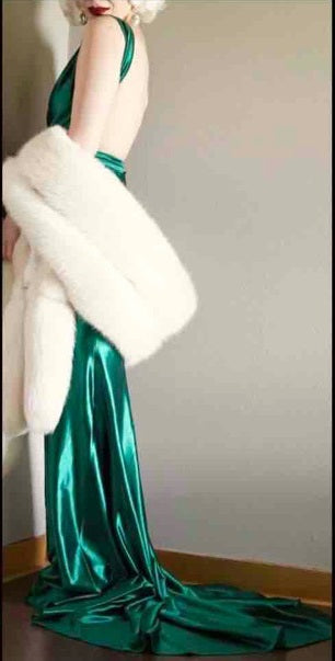 Gown, Green evening gown, Jean Harlow inspired A Masquerade Costume Gown, Green evening gown, Jean Harlow inspired A Masquerade Costume