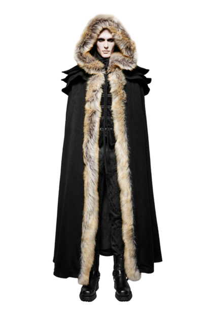 Cloak with Mantle, Fur Trim Black