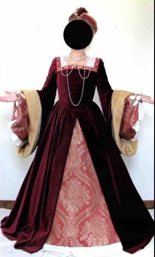 Gown, Renaissance Tudor Royal Nobility Red - XS