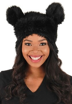 Black Bear Plush Hat-Black