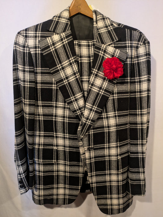 Zoot Suit, Black White Plaid 3pcs