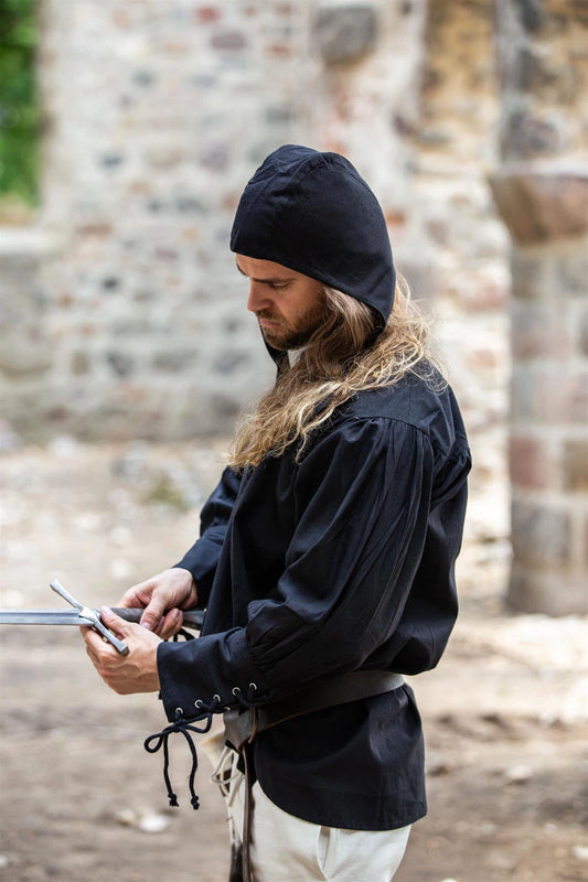 Hat, Coif Linen Black