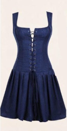Corset Dress, Jacquard Blue