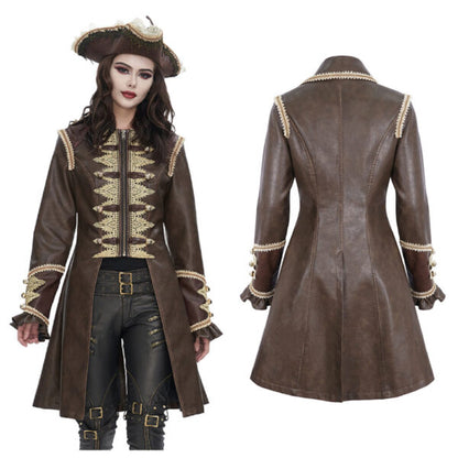 Coat, Faux Leather Pirate w/ Vest