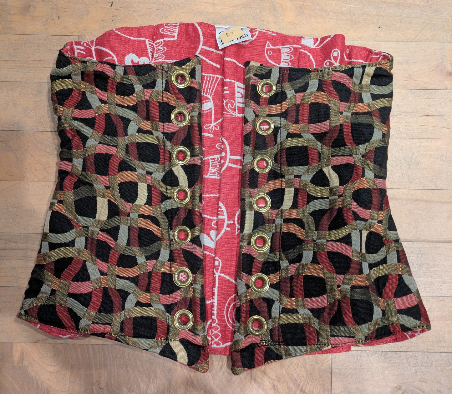 Corset, Underbust Green Red Waves