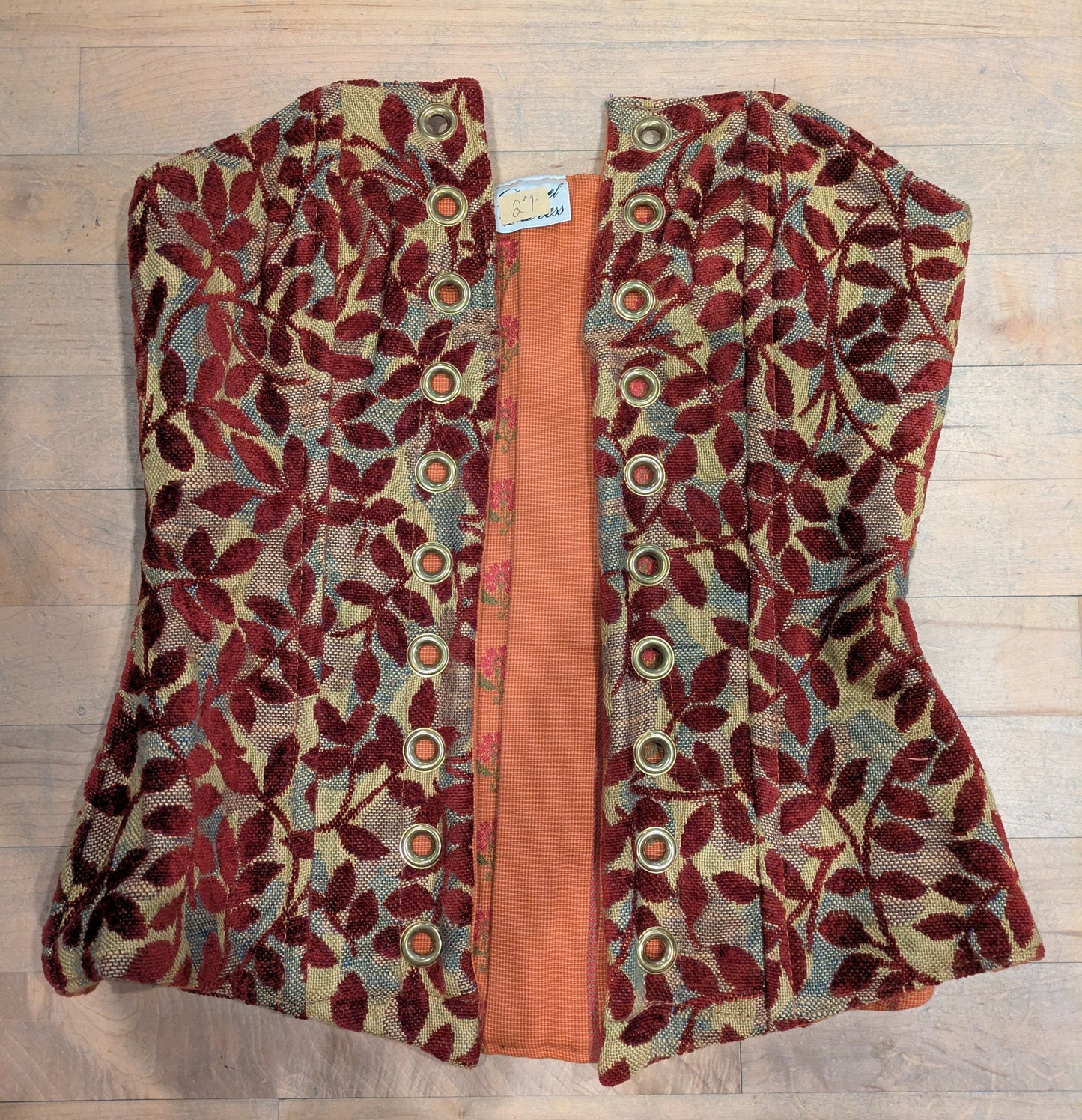 Corset, Overbust Burgundy Leaf