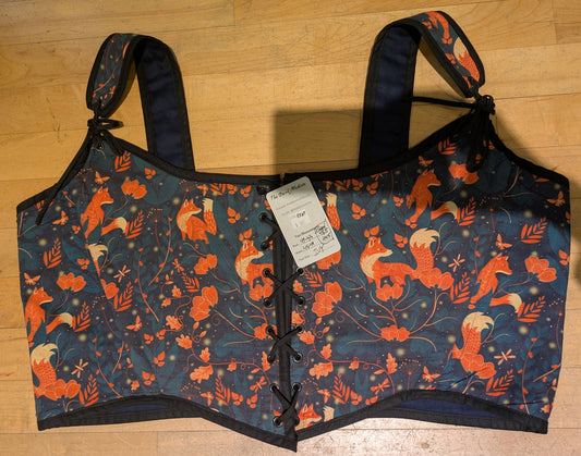 Bodice, Fox Print Reversible to Black, (PLUS Ivy size 49-53 bust)