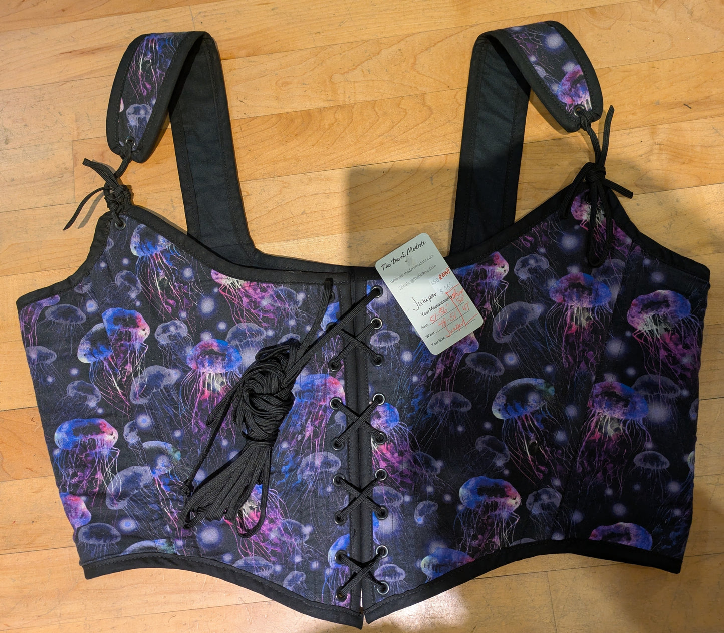 Bodice, Jellyfish Print Reversible to Black, (PLUS Juniper size 51-56 bust)